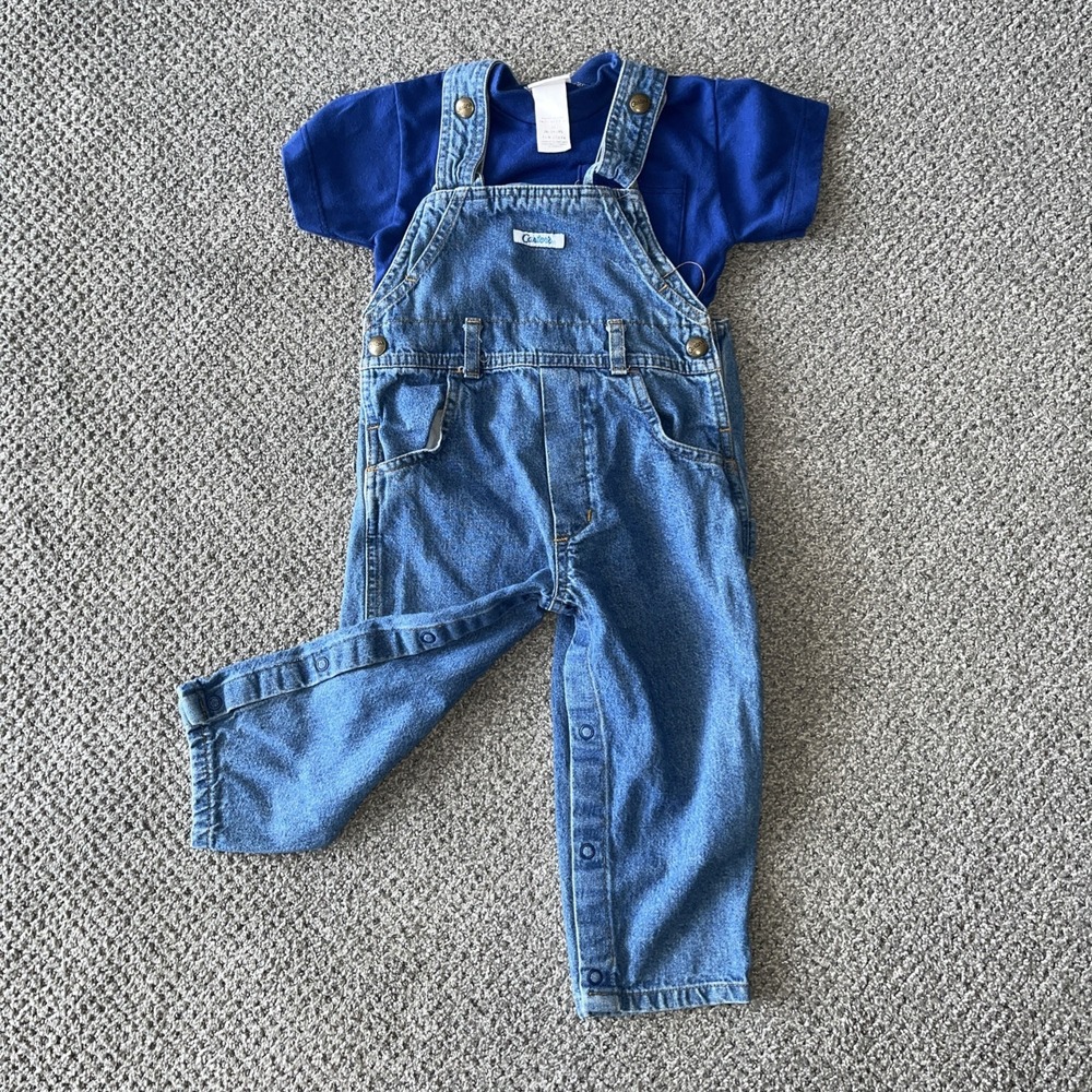 Vintage 1980's Carters Overalls And T Shirt. 24 Months, 2T. Denim outfit